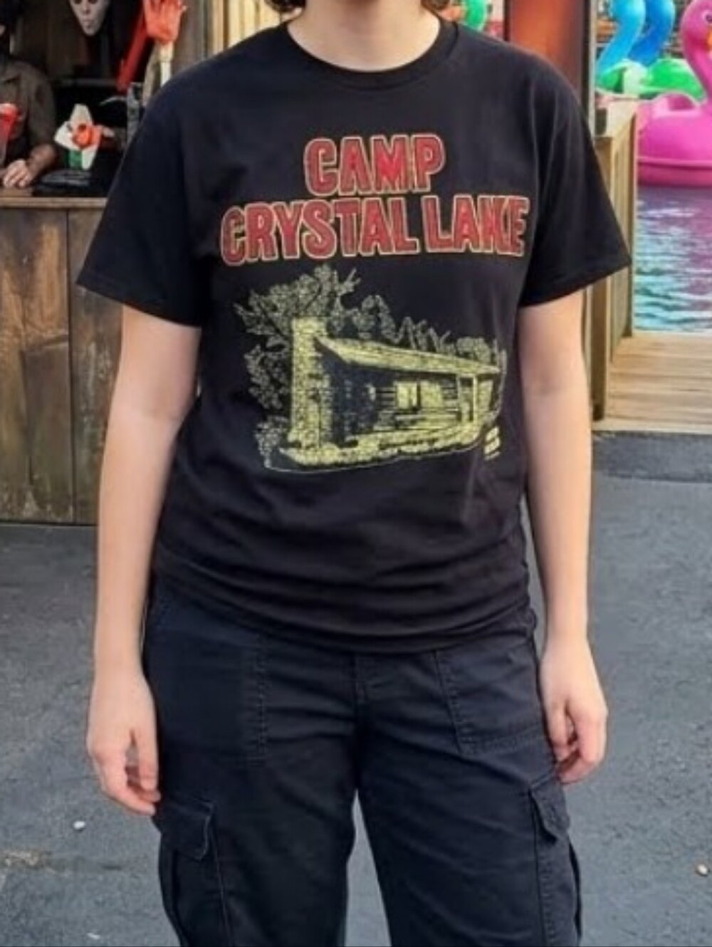 V Black, Red And Yellow Camp Crystal Lake Friday The 13th Shirt Size M - Picture 1 of 6